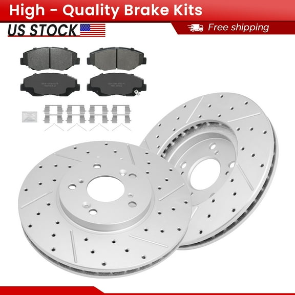 ACB ZONE 6PCS Front Brake Kits, Drilled Slotted Disc Brake Rotors   Ceramic Brake Pads for Honda Pilot 2003-2008 All Models