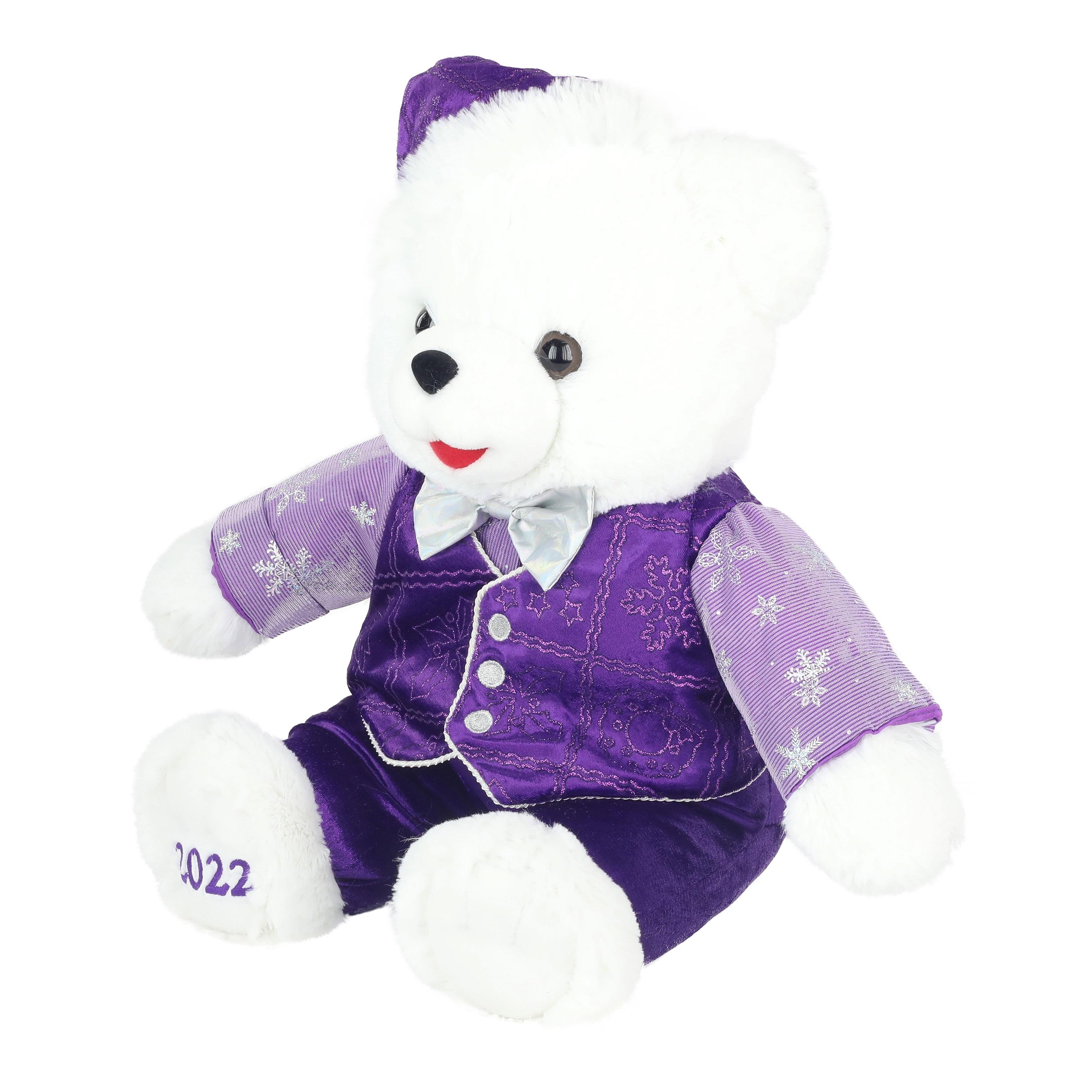 Holiday Time 15 inch Snowflake Teddy Bear 2022, Snowflake Blue Ski Wear Boy  