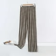 thumbnail image 2 of FUNUONY Pajama Pants for Women, Wide Leg Comfy Casual Lounge Yoga Loose Pants Women's Gingham Pajama Pants Cotton Pj Bottoms Casual Plaid Sleep Pants with Pockets Brown Xxl, 2 of 5