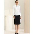 thumbnail image 4 of Blusa de trabajo informal de manga larga con cuello de corbata de terciopelo retro para mujer Allegra K Blanco XL, 4 of 6