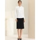 thumbnail image 4 of Blusa de trabajo informal de manga larga con cuello de corbata de terciopelo retro para mujer Allegra K Blanco XL, 4 of 6