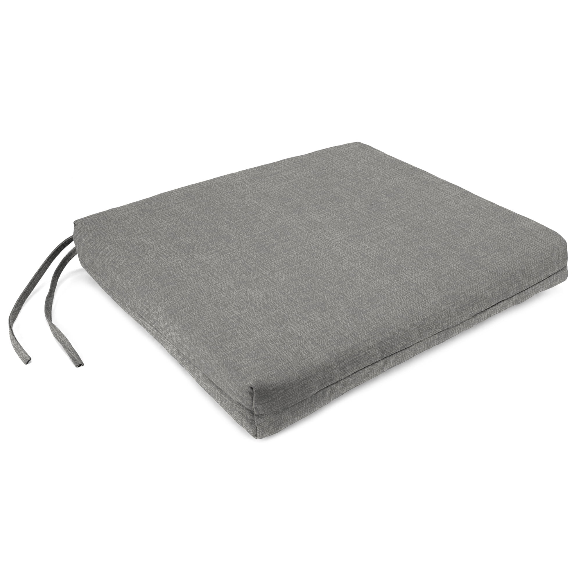 Jordan Manufacturing 17" x 19" Celosia Graphite Gray Crosshatch Rectangular Outdoor Chair Pad Seat Cushion with Ties (2 Pack)