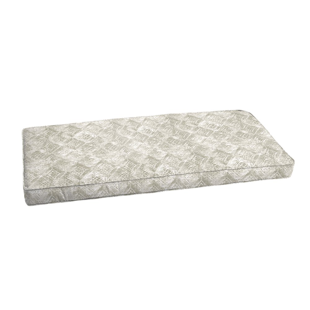 MOZAIC COMPANY Fellows Grey and White Indoor/ Outdoor 48inch Corded Bench Cushion