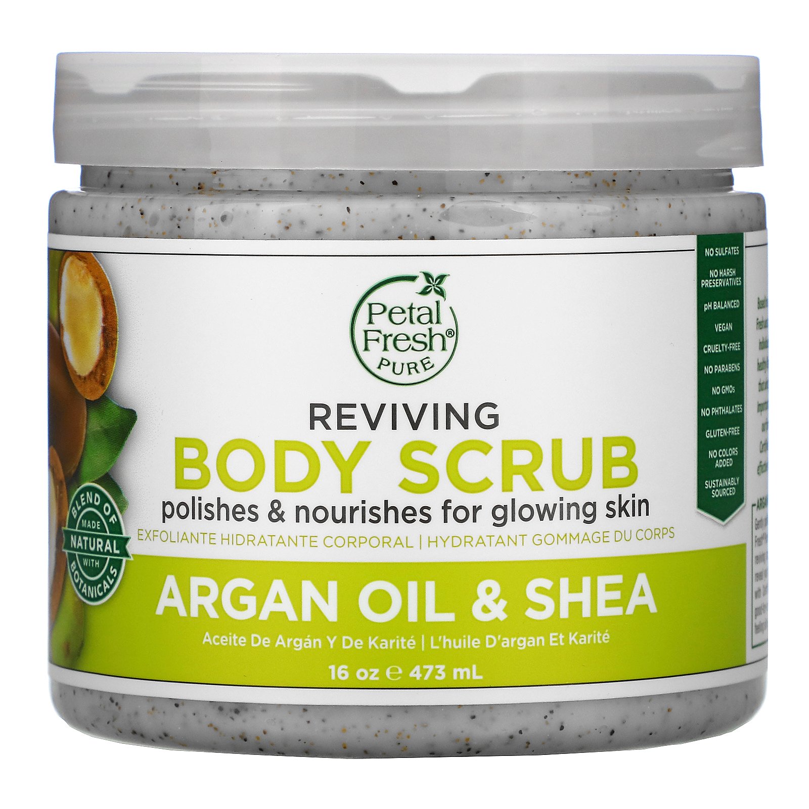 Petal Fresh Pure Argan Oil & Shea Reviving Body Scrub, 16 oz
