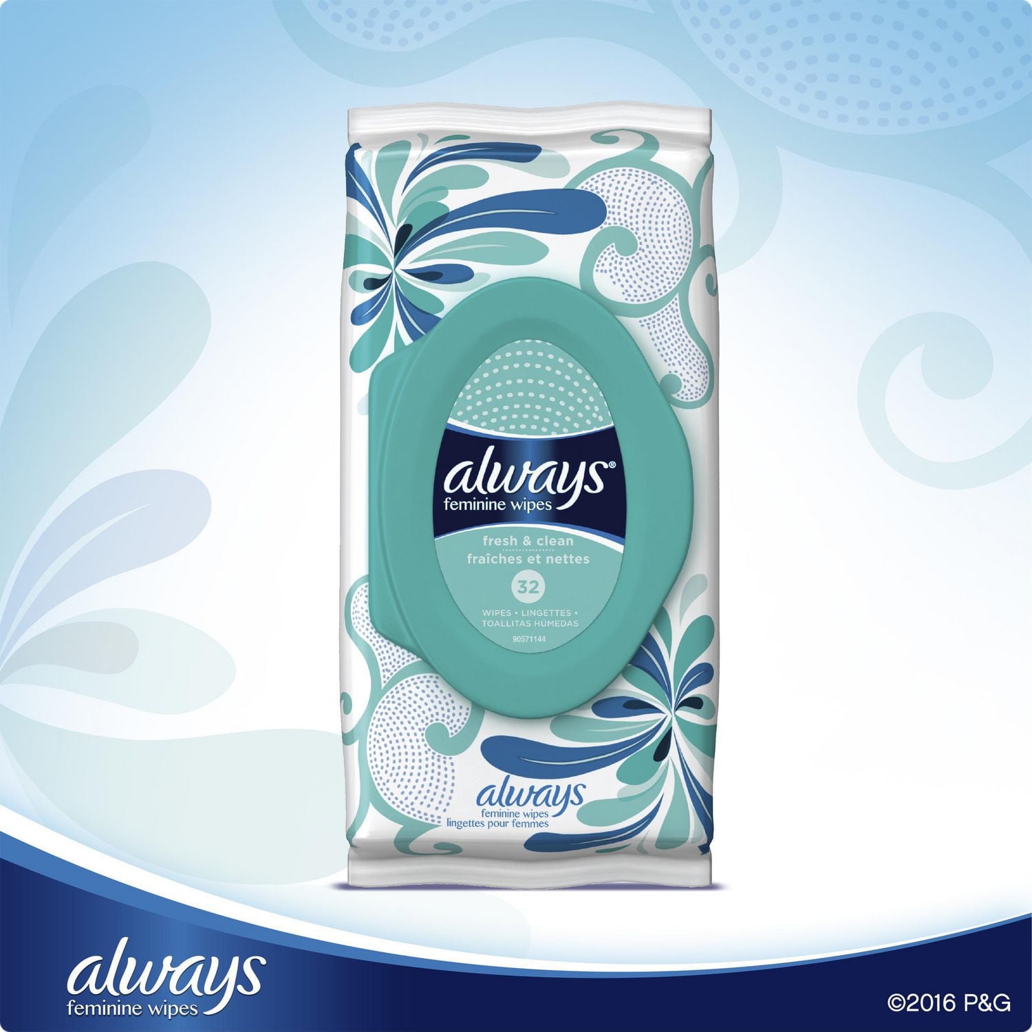 Always Feminine Wipes, Fresh & Clean, Soft Pack, 32 Count