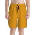 thumbnail image 2 of Cauagu Goldenrod Print Swim Trunks for Men,Youth Boys Swim Shorts Compression Liner Beach Shorts Boys' Swimming Shorts 7-20 Years Bathing Suit-Large, 2 of 7