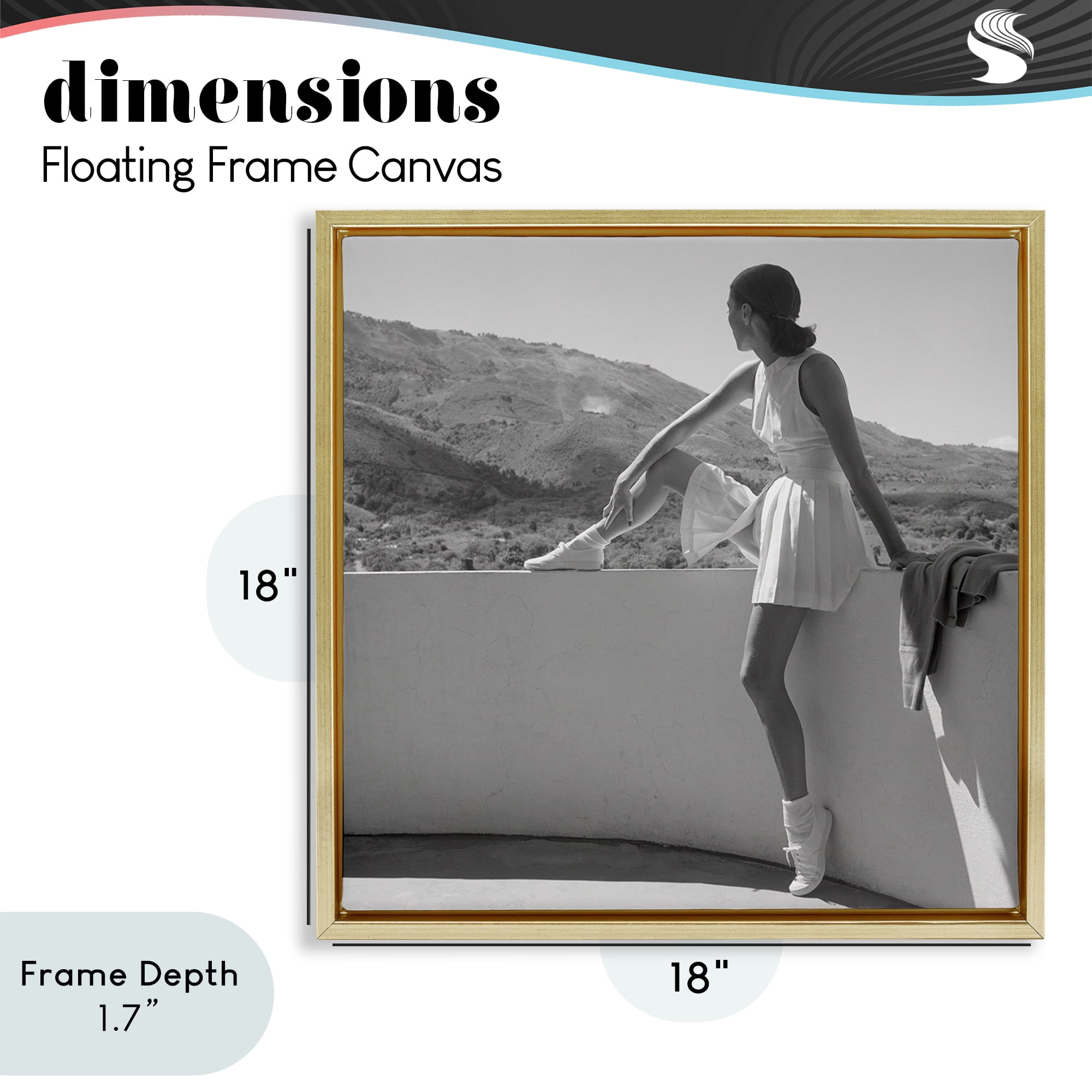 Stupell Industries Woman In Tennis Outfit Gold Framed Floater Canvas Wall Art, design by Toni Frissell