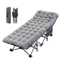 Foldable Camping Cots for Adults, Heavy Duty Guest Bed, Double Layer 1200D Cot Sleeping with Mattress Carrying Bag for Camping, Office, Home, 500lb Loading, Gray