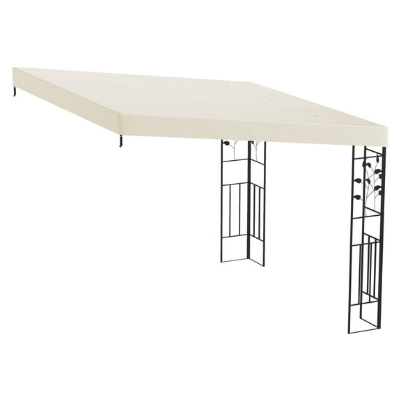 10x10 Outdoor Pergola Canopy, Metal Patio Pergola w/ Drainage, Cream White