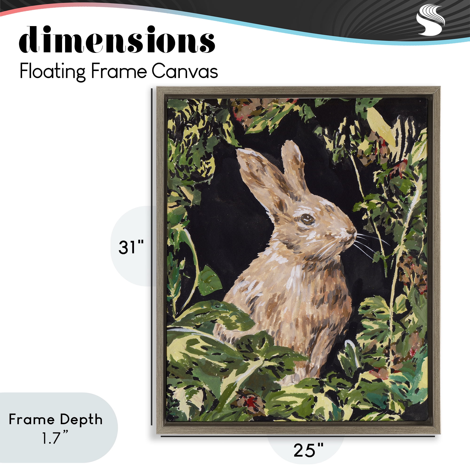 Stupell Industries Wreathed Botanicals Rabbit Brown Framed Floater Canvas Wall Art, design by Melissa Wang
