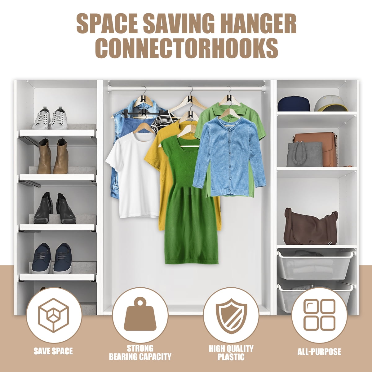 30PC Mini Clothes Hanger Connector Hooks Heavy Duty Cascading Organizer  Holder Closet Wardrobe Space Saving Extender Clips