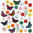 thumbnail image 1 of 39PCS Flowers Embroidered Iron on Patches Butterfly Daisy Applique Decoration Sewing Patches for Cloting Bags Caps Jackets Hat Jean, 1 of 5