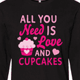thumbnail image 4 of Inktastic Valentines Day All you Need is Love and Cupcakes Long Sleeve T-Shirt, 4 of 5