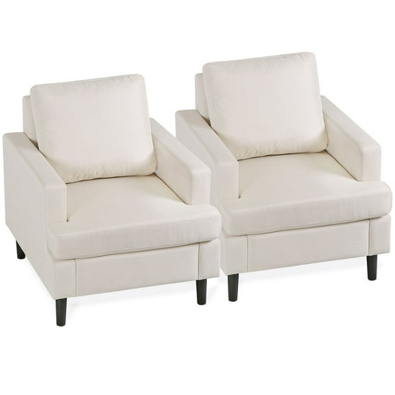 WSSYzyzf Set of 2 Accent Chairs, Beige Fabric Armrest Single Sofa Couch for Living Room