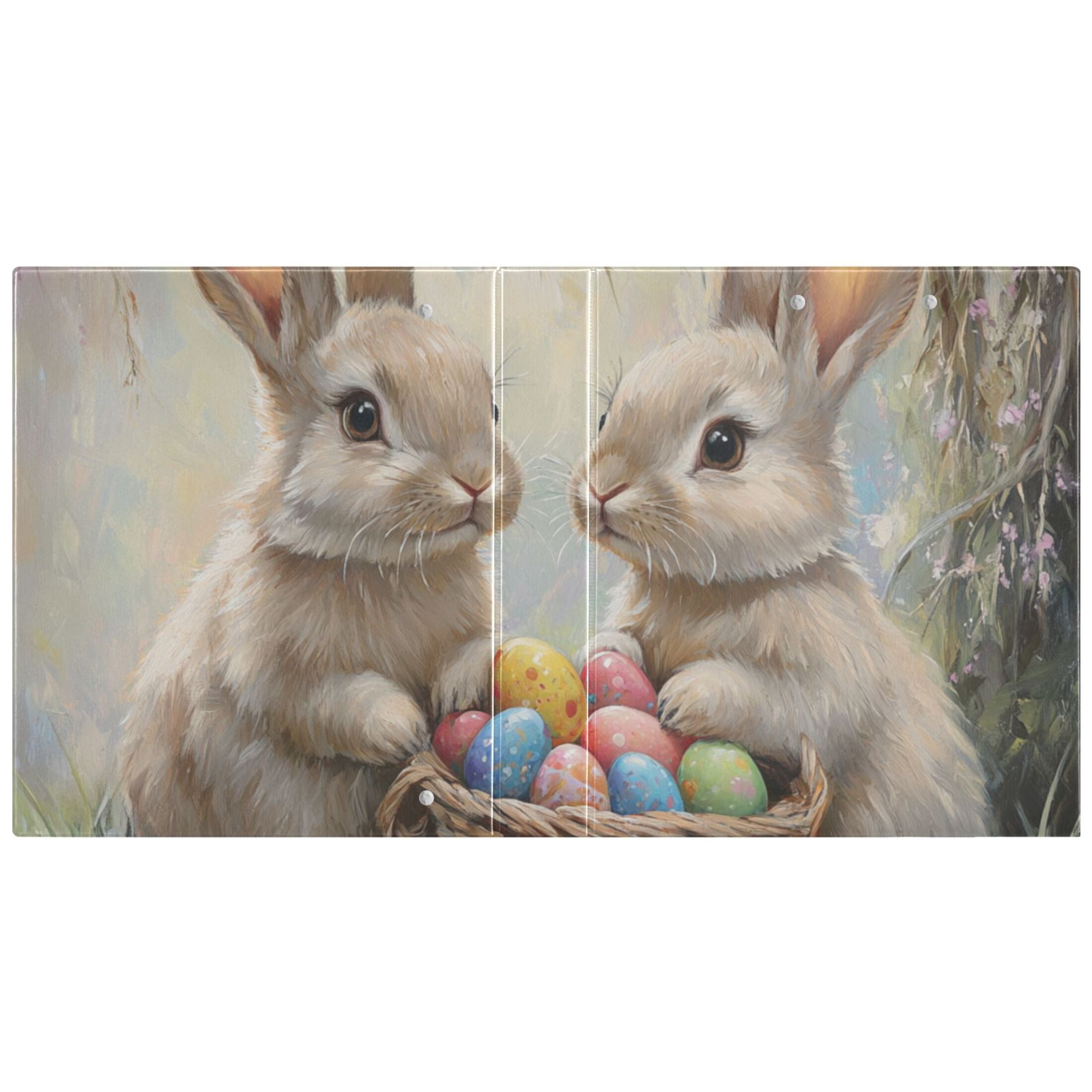 Rabbits Easter Eggs 3 Ring Binders 1.5 inch Hardcover File Folders with Interior Pockets A4 Size Organizer for School Office Hospital Set of 2