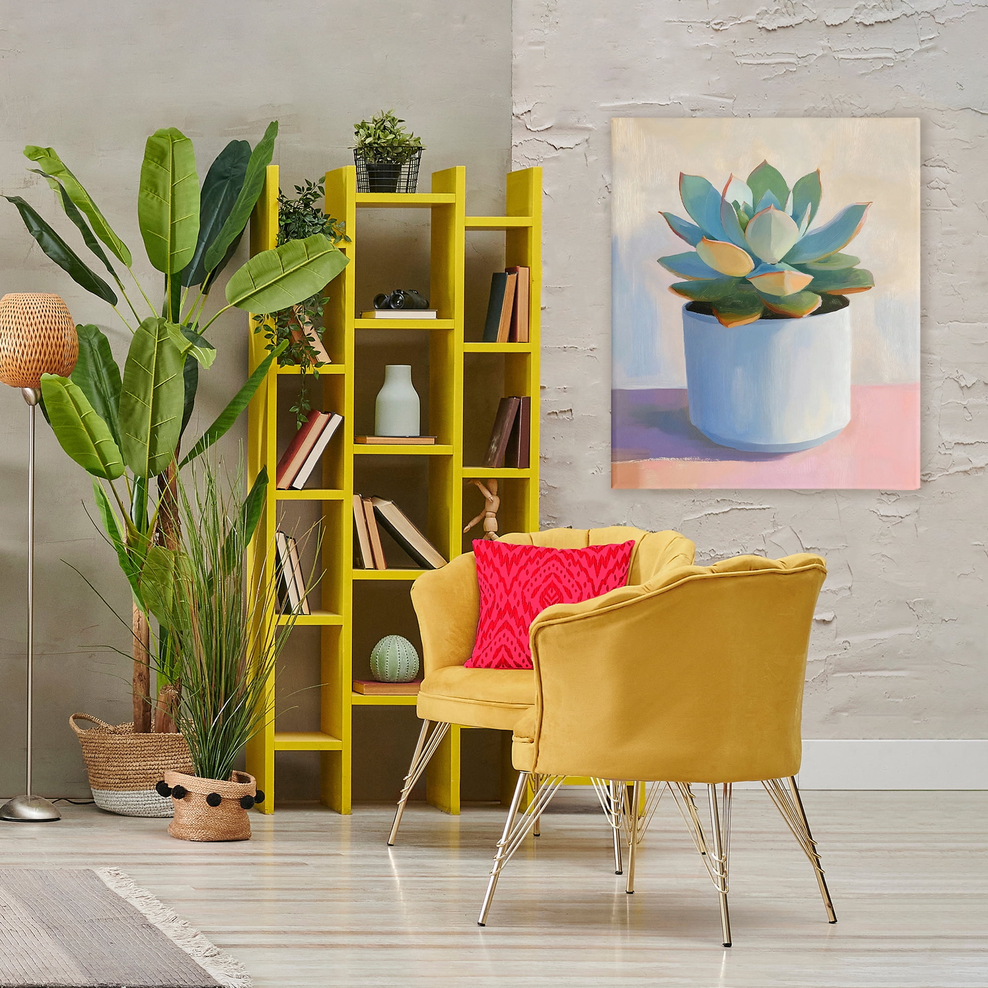 Stupell Industries Succulent Plant in White Pot Canvas Wall Art, design by The Prints Vibe