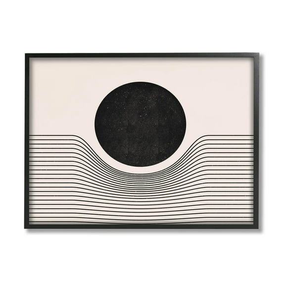 Stupell Industries Contemporary Abstract Circle Stripes Graphic Art Black Framed Art Print Wall Art, Design by JJ Design House LLC