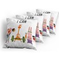thumbnail image 5 of Ambesonne Fitness Throw Pillow Cover 4 Pack, Animals Exercise, 20", Multicolor, 5 of 7