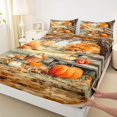 thumbnail image 3 of Manfei Classic Halloween Pumpkin Lantern Fitted Sheet Full,Cartoon Witch Print Bed Set,3-Piece,1 Fitted Sheet and 2 Pillowcases, 3 of 6
