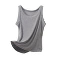 thumbnail image 2 of HOMBOM Summer Tops for Women Trendy Ribbed Gray Camisole Sleeveless Casual Crew Neck Solid Color Slim Tank Blouse, 2 of 7