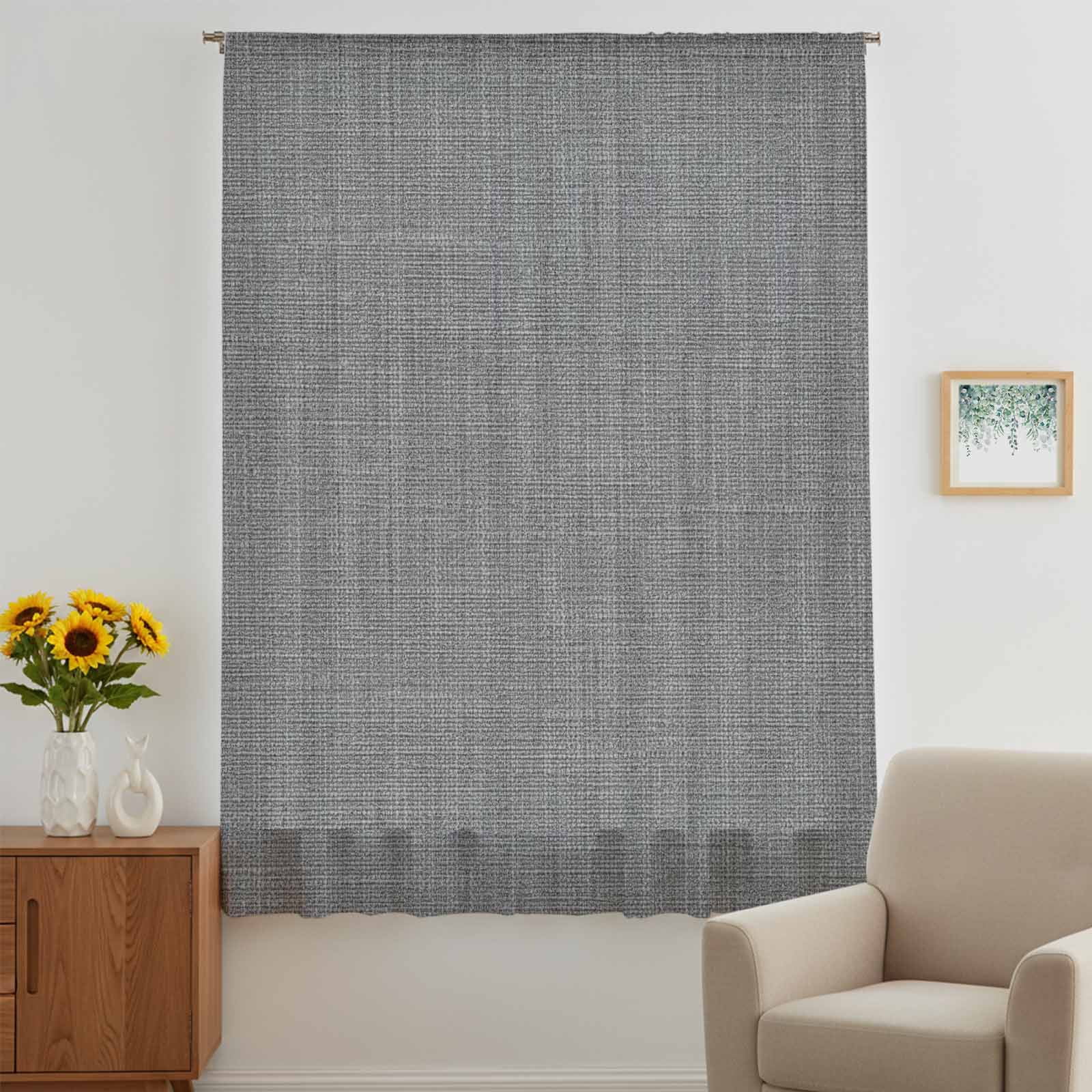 Vintage Dark Gray Sheer Curtains 45 Inches Long, Farmhouse Retro Solid Color Linen Texture Light Filering Curtains, Breathable Simi Curtain Privacy Drapes for Kitchen Bathroom Small Window Treatment