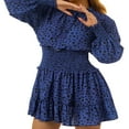 thumbnail image 3 of OUSITAID Robe Décontractée à Manches Longues pour Femmes, Robe Courte Plissée à Col en V, 3 of 6