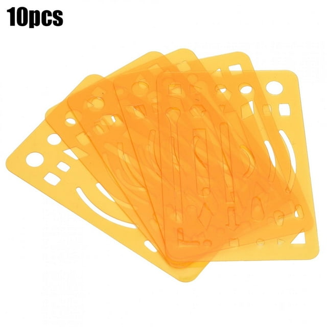 Engineering Drawing Template Ruler, Drawing Tool 10Pcs Erasing Shield, For Beginner Painter Stainless Steel,Transparent,Orange