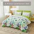 thumbnail image 6 of Smuge 3 Pcs Floral Bedding Comforter Set Green Purple Flower Queen/Full Size Bed in a Bag Fitted Pillowcases for Adult, 6 of 7