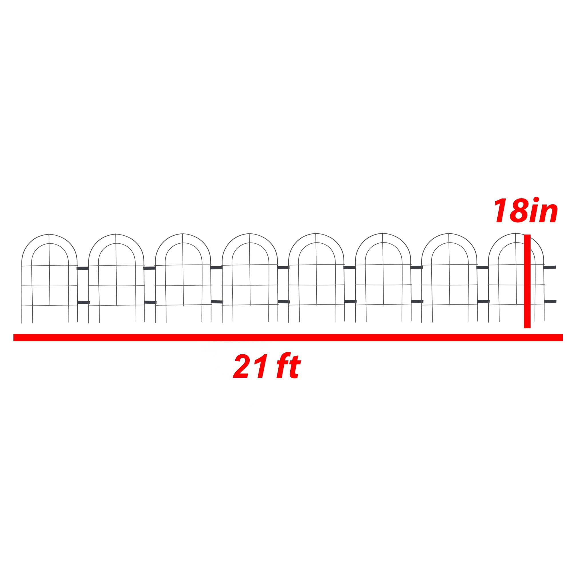 Glamos Wire 18 inch Round Top Arch Decorative clip fence 21 feet total