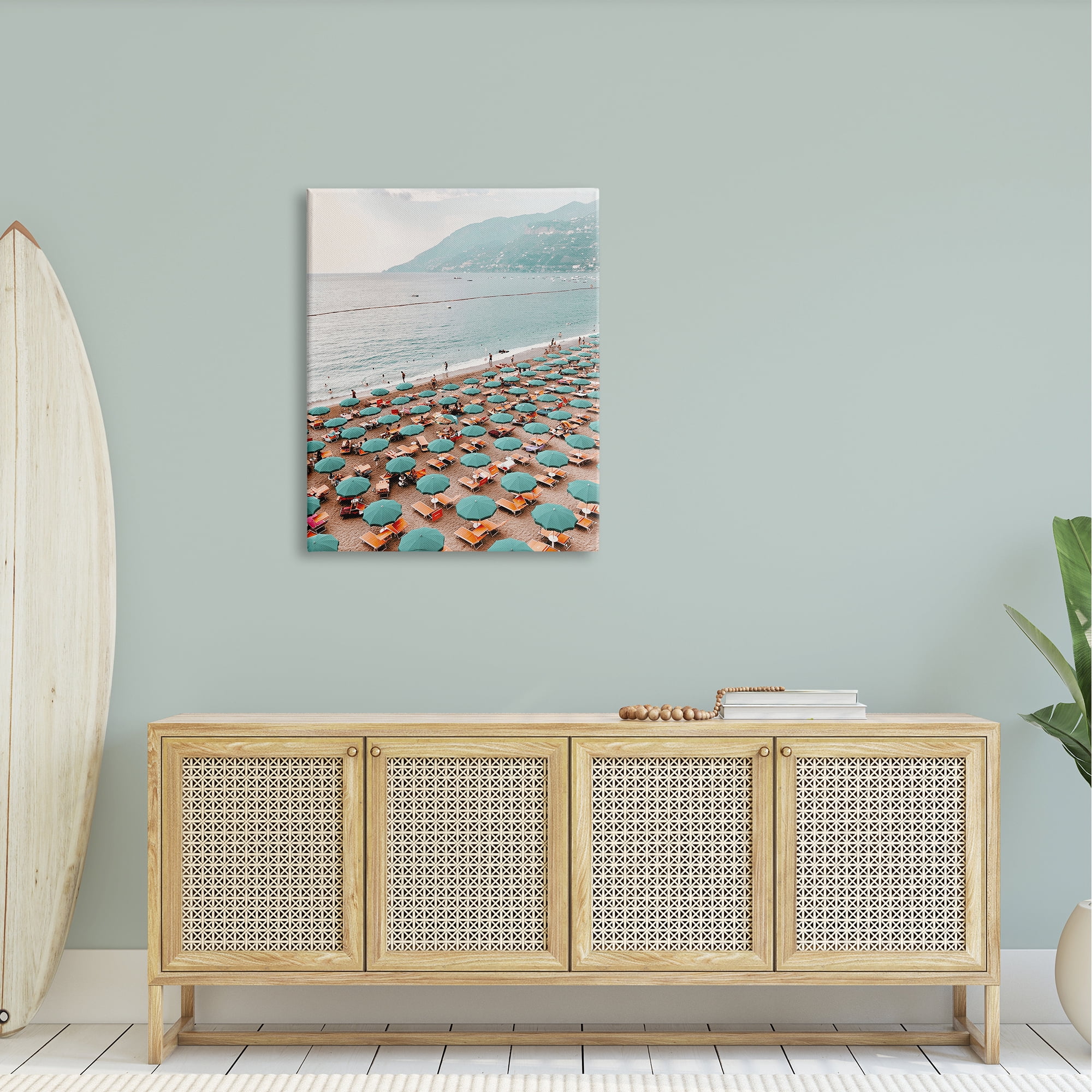Stupell Beach Umbrellas Coastal Vacation Landscape Photography Gallery Wrapped Canvas Print Wall Art