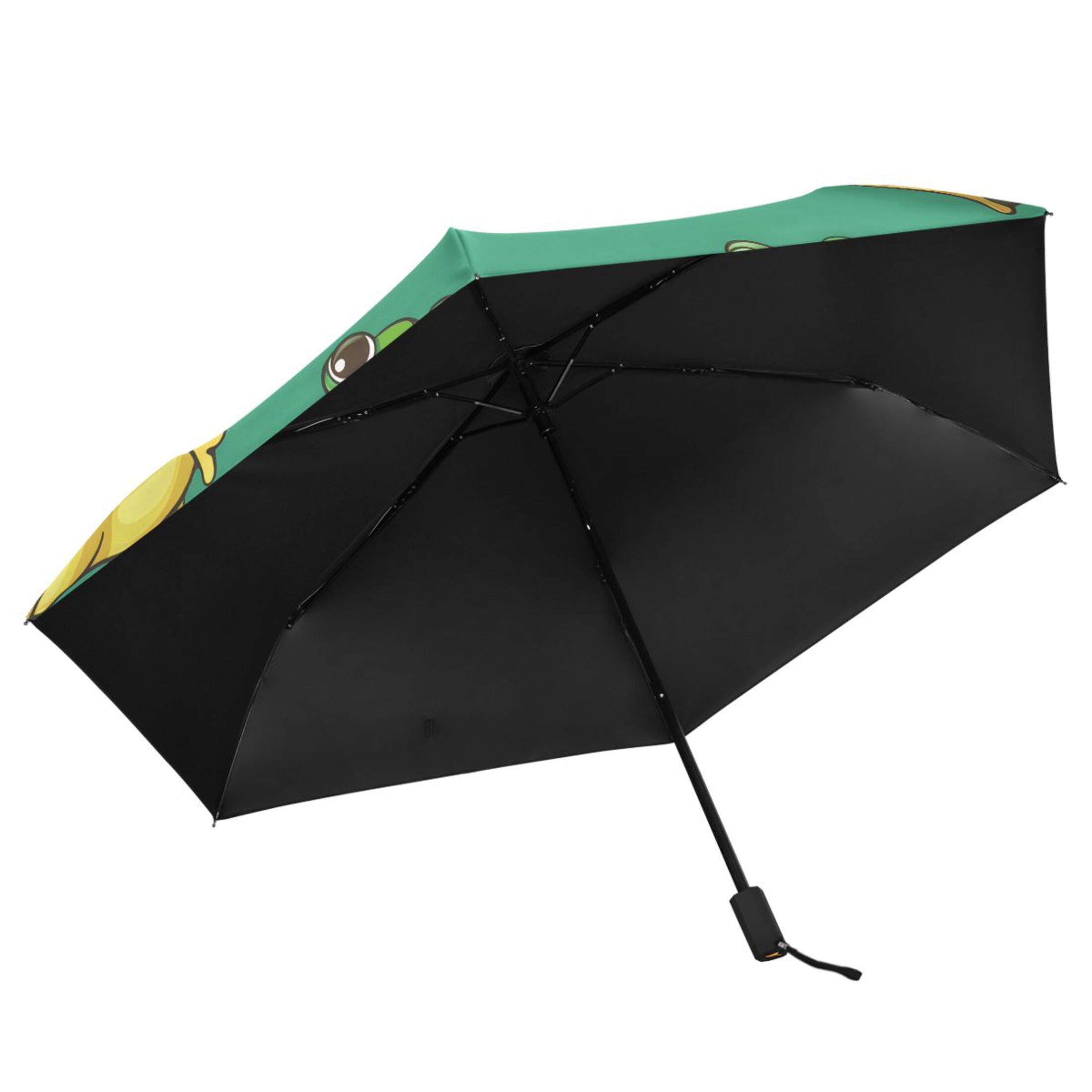 Cartoon Frogs All Weather Umbrella Triple Folding Parasol 6 Ribs UV Protection Portable