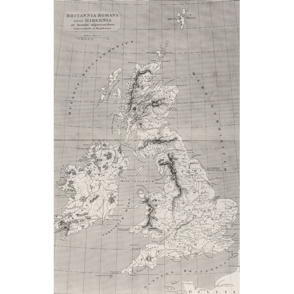 Map Of Roman Britain With Ireland And Adjacent Islands. Map Originally Published In London, 1818. by Ken Welsh / Design Pics (12 x 19)
