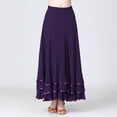 thumbnail image 5 of Spanish Traditional Skirts for Women Solid Layered Flowy Maxi Festival Dance Skirt Purple L, 5 of 5