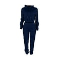 thumbnail image 3 of Women's Casual Solid Color Pullover Long Sleeved Hooded Sweatshirts And Pants Two-piece Outfits Set, 3 of 13