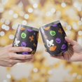 thumbnail image 2 of 12oz Stemless Wine Tumblers Cute Halloween Icons Pattern Vacuum Insulated Stainless Steel Travel Tumbler Cups Mug with Lid and Straw for Champaign,Cocktail,Beer with Cleaning Brush, 2 of 5