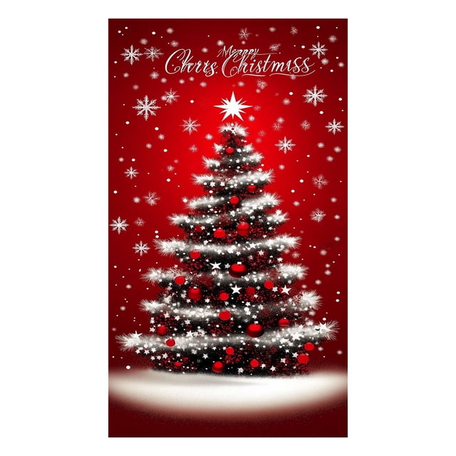 Snowman Door Sign Decorative Tapestry Polyester Material Durable Fade-Resistant Washable Double-Sided Easy to Hang for Holiday Party Photo Taking Home Wall Decor Family Gatherings
