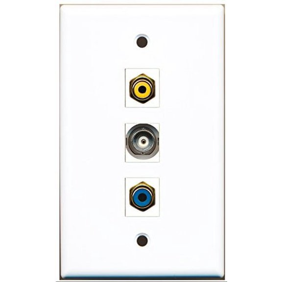 RiteAV - 1 Port RCA Yellow and 1 Port RCA Blue and 1 Port BNC Wall Plate