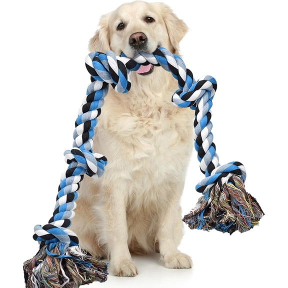 Dog Rope Toys for Large Dogs Aggressive Chewers, Dog Chew Toys for Large Breed Indestructible, Heavy Duty Tough 3 Feet 5 Knots Dog Toy, Sturdy Rope toy for Dogs Tug of War Dog Toy Teeth Cleaning