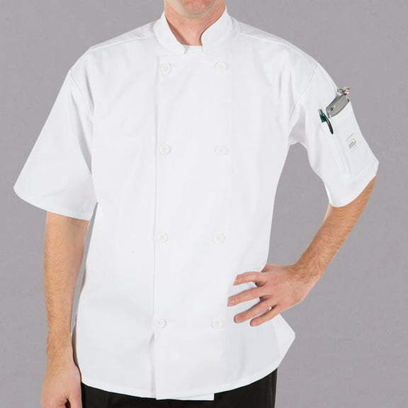 Mercer Culinary White Unisex Short Sleeve Cook Jacket - L