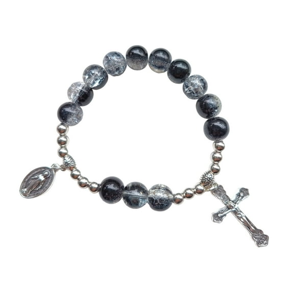 Crystal Religious Jewelry Glass Crystal Beaded Bracelets Religious Jewelry Rosarys Bracelets Elastics Bracelets