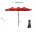 thumbnail image 5 of Sonerlic 15 x 9ft LED Double-Sided Patio Market Umbrella Outdoor with LED Lights for Garden, Deck and Pool,Red, 5 of 7