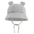 thumbnail image 6 of Lispipm Baby Boys and Girls Bucktet Hat with Cute Bear Ears Comfortable Cotton Sun Hat Infants Summer Windproof Caps Grey 3-12 Months, 6 of 6