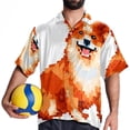 thumbnail image 4 of Pixel Dog Men's Hawaiian Short Sleeve Printed Button Down Poplin Casual Summer Beach Shirt, Unisex, 4 of 6