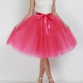 thumbnail image 1 of Tulle Skirts for Women Elastic Waist Lace Up Bow Knee Length Layered Mesh Flowy A Line Tutu Skirts Puffy Skirt Fairy Skirt, 1 of 5
