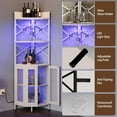 thumbnail image 5 of Corner Bar Cabinet with Power Outlet, 5-Tier Corner Wine Cabinet with Led Strip and Glass Holder, Industrial Tall Liquor Cabinet Bar Wine Rack for Home, White, 5 of 7