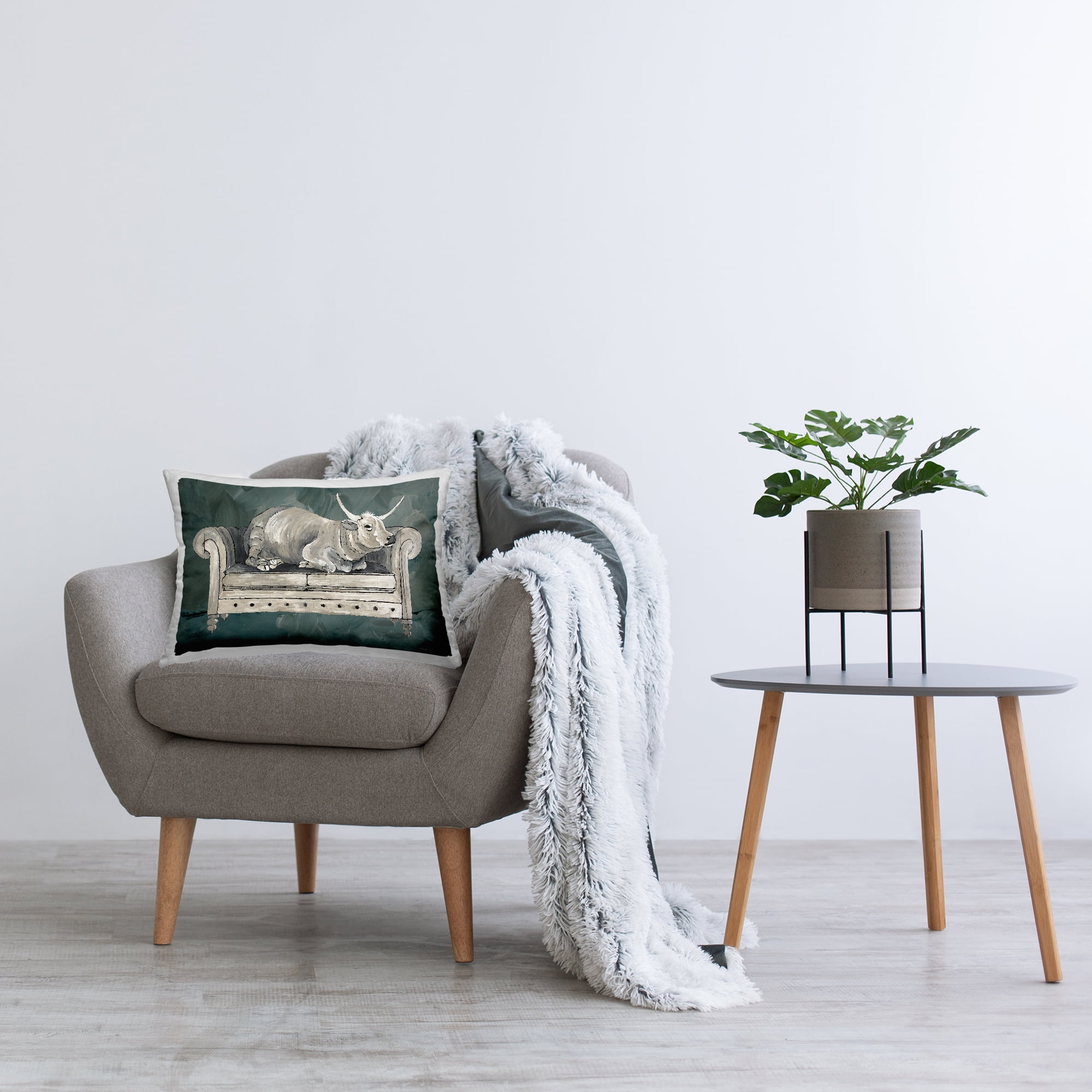 Stupell Industries Cattle on Couch Decorative Printed Throw Pillow, 14 x 20