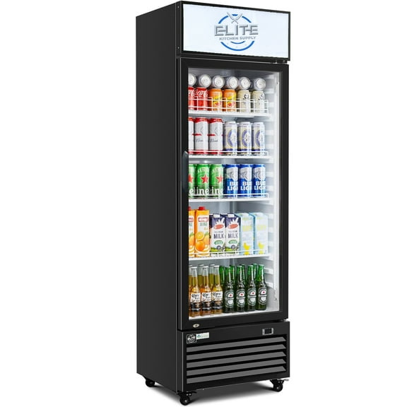 Elite Kitchen 25-Inch Commercial Glass Door Display Refrigerator, 14.72 Cu.Ft, NSF Refrigerator
