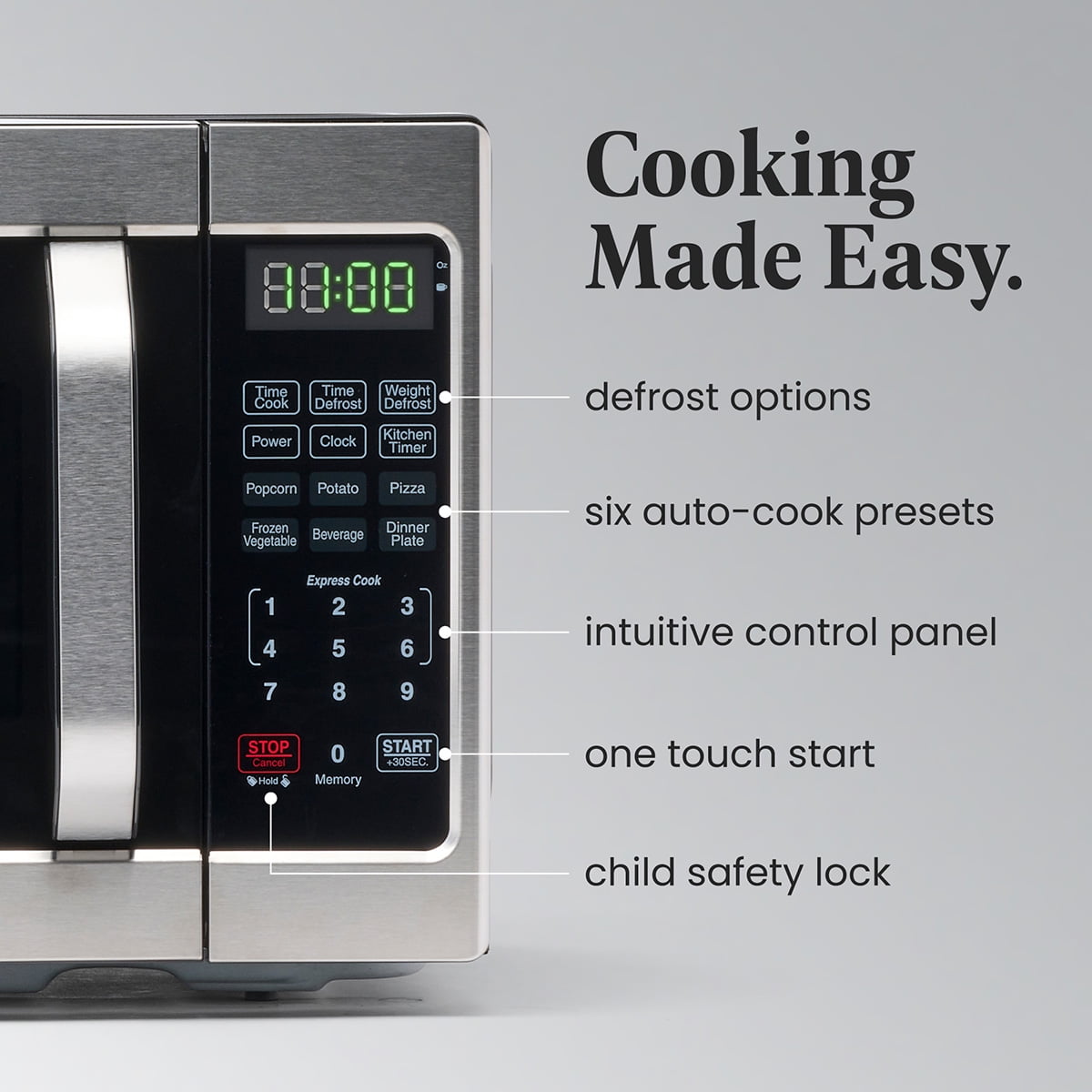 Farberware 0.7 cu ft Microwave Oven, 700W Countertop Microwave Oven with Digital Display, Brushed Stainless