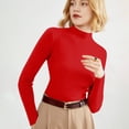 thumbnail image 5 of Women's 100% Merino Wool 2024 Fall Winter First-Line Ready to Wear Long Sleeve Seamless Knit Mock Neck Sweater Red XXL, 5 of 9