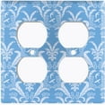 thumbnail image 2 of Metal Light Switch Plate Outlet Cover (Victorian Damask Flower Feather Blue Pattern - Double Duplex), 2 of 2